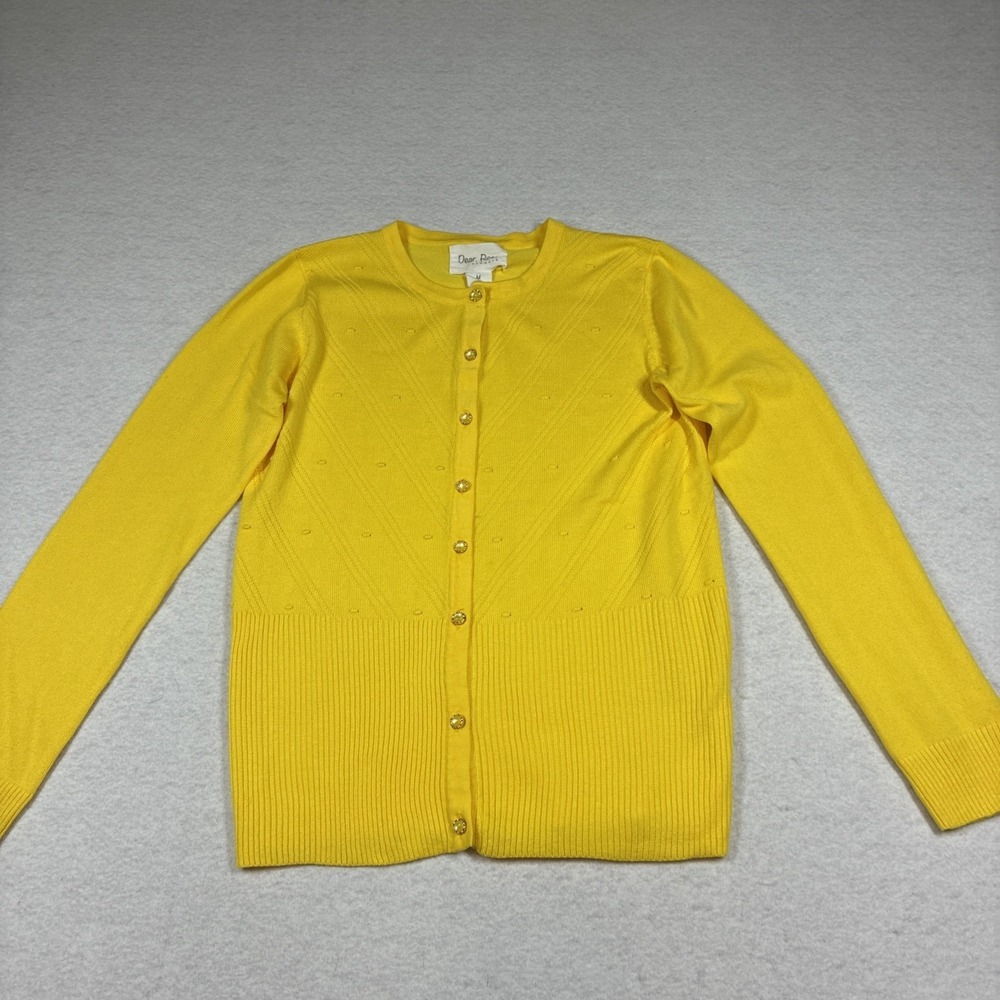 Dear‎ Rose Womens Yellow Button Front Cardigan Sweater Size M Lightweight